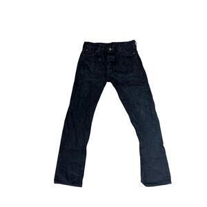 Levi's 501 Jeans Mens 34 X 34 Black Dark Wash Denim Cotton Zip Fly Straight Leg